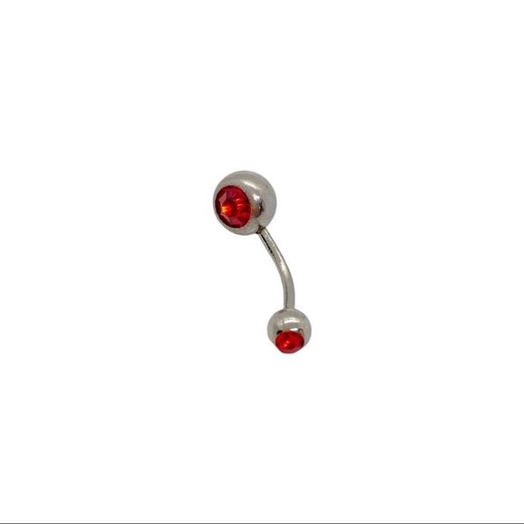 Belly Ring ruby red CZ - Picture 3 of 4
